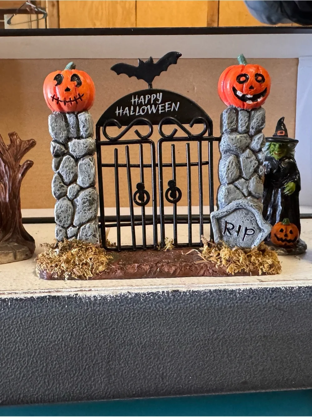 Halloween gate decor for village and witch figurines